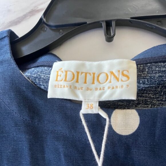 Sezane Lorenzo Blouse Ecru Dots Navy Background - Size 6 - Picture 3 of 4